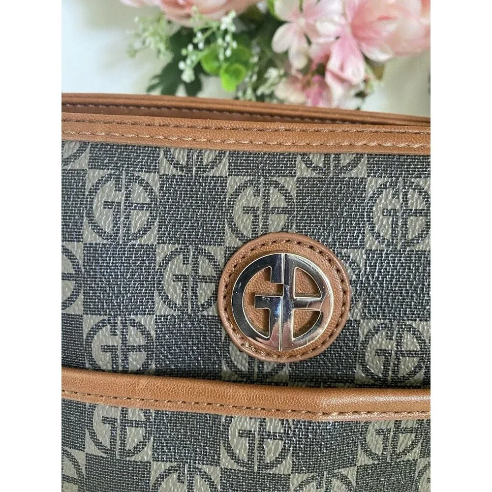 Giani Bernini Women’s Handbag Signature Satchel Jacquard Fabric Trim Vintage EUC